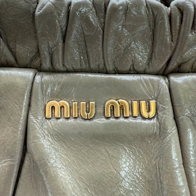 Miu Miu handbag Vitello Lux with shoulder strap in grey leather
