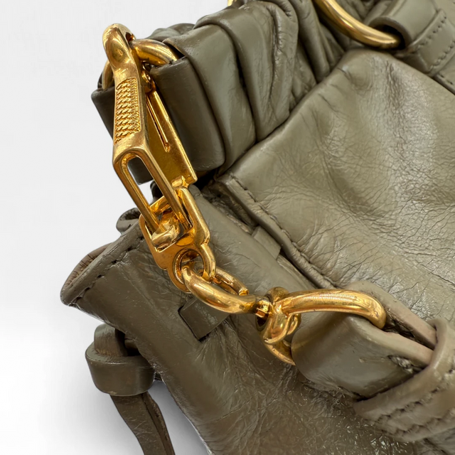 Miu Miu handbag Vitello Lux with shoulder strap in grey leather
