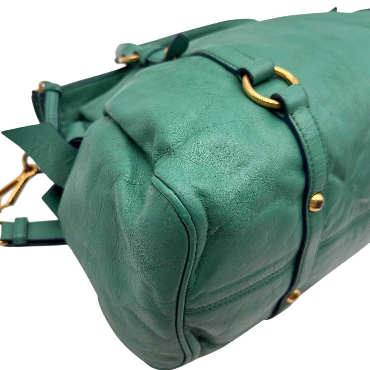Miu Miu Handtasche Vitello Satchel aus Leder grün