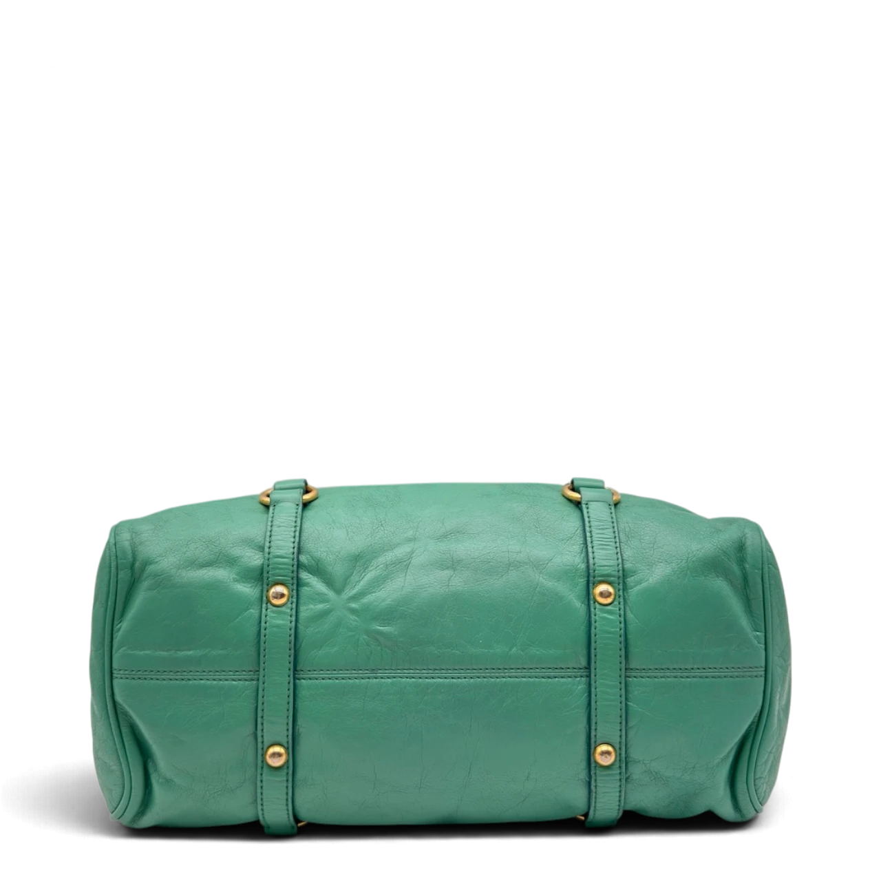 Miu Miu Handtasche Vitello Satchel aus Leder grün