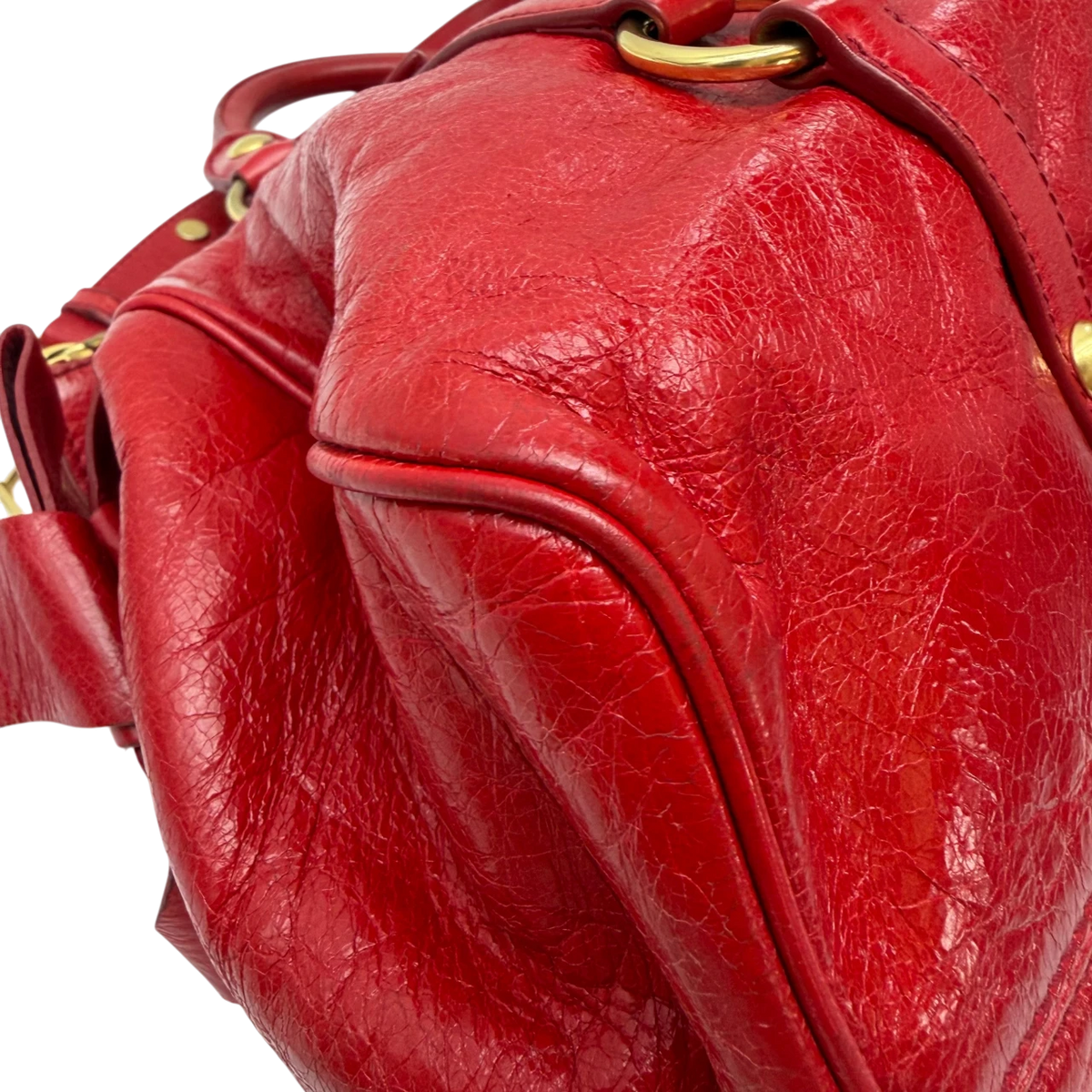 Miu Miu Handtasche Vitello Satchel aus Leder rot