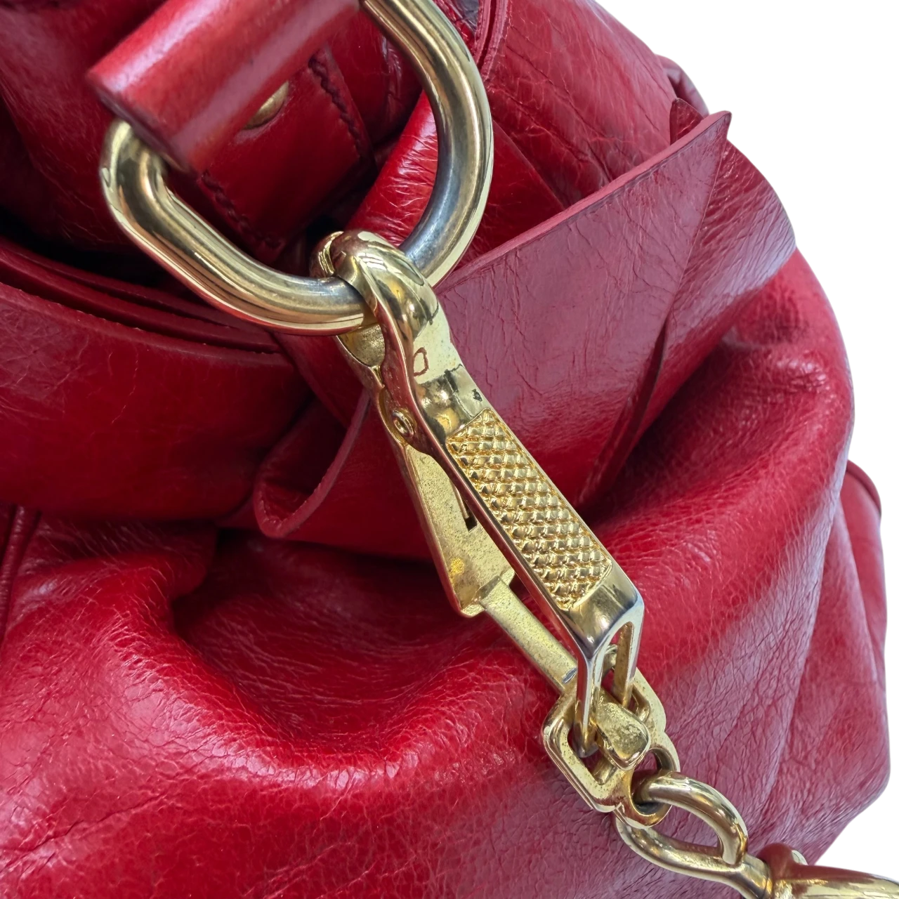 Miu Miu Handtasche Vitello Satchel aus Leder rot