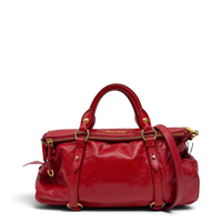Miu Miu Handtasche Vitello Satchel aus Leder rot