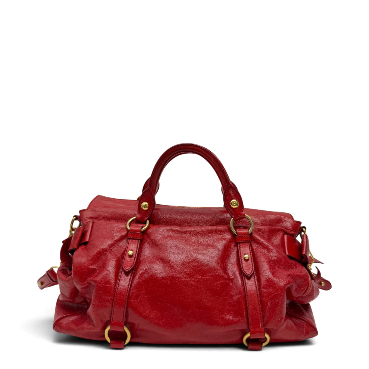 Miu Miu Handtasche Vitello Satchel aus Leder rot
