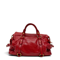 Miu Miu Handtasche Vitello Satchel aus Leder rot