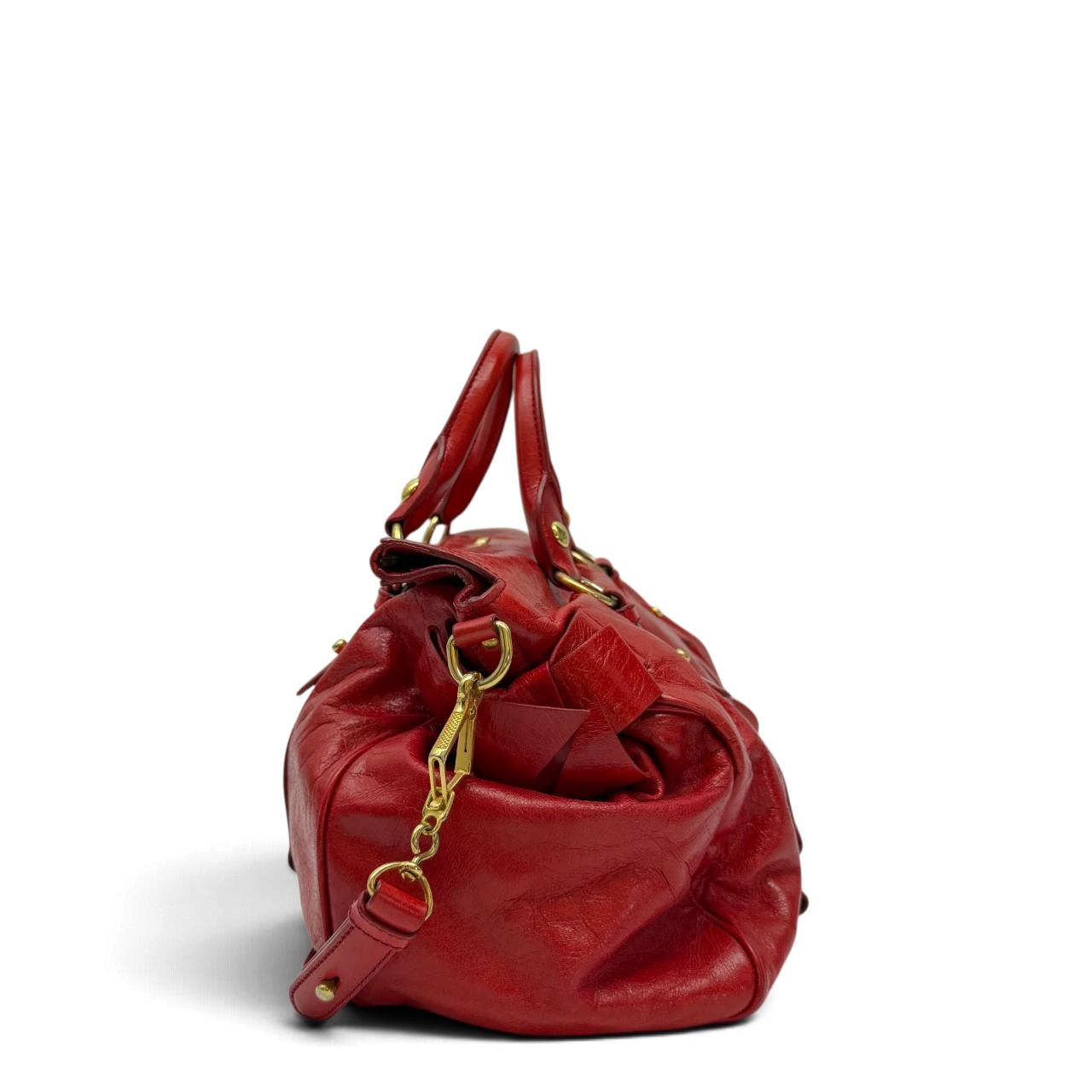 Miu Miu Handtasche Vitello Satchel aus Leder rot