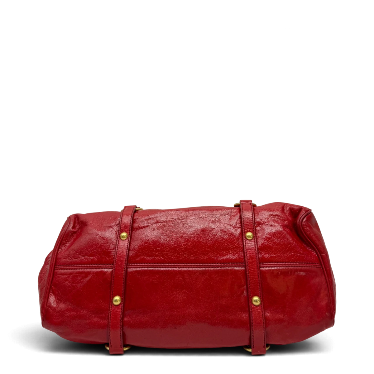Miu Miu Handtasche Vitello Satchel aus Leder rot