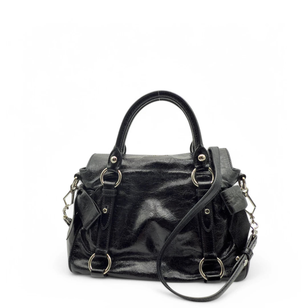 Miu Miu Handtasche Vitello Satchel klein schwarz