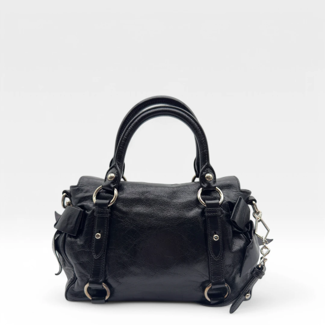 Miu Miu Handtasche Vitello Satchel klein schwarz