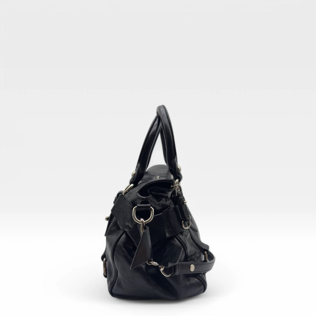 Miu Miu Handtasche Vitello Satchel klein schwarz