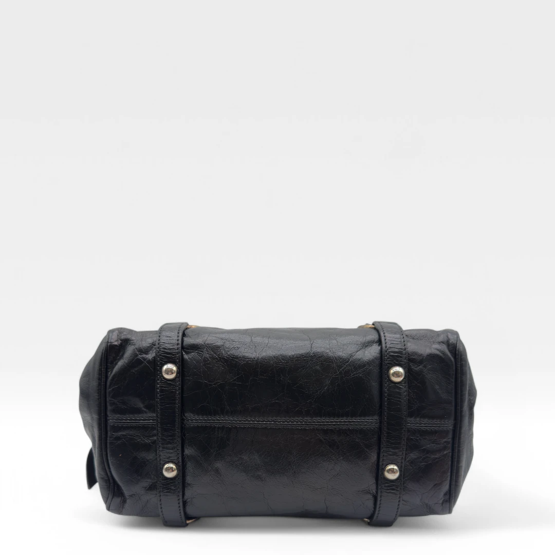 Miu Miu Handtasche Vitello Satchel klein schwarz