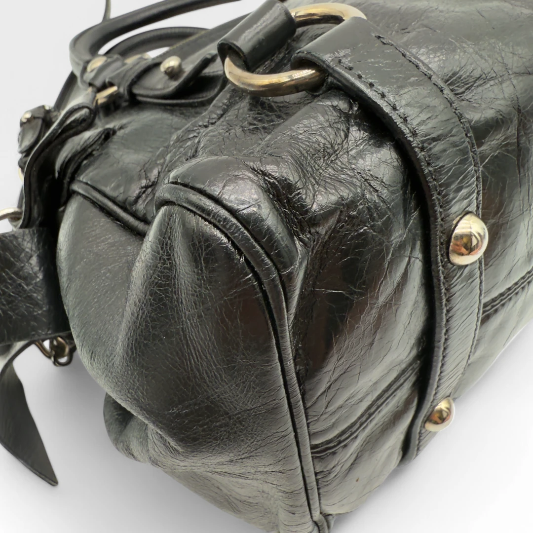 Miu Miu Handtasche Vitello Satchel klein schwarz