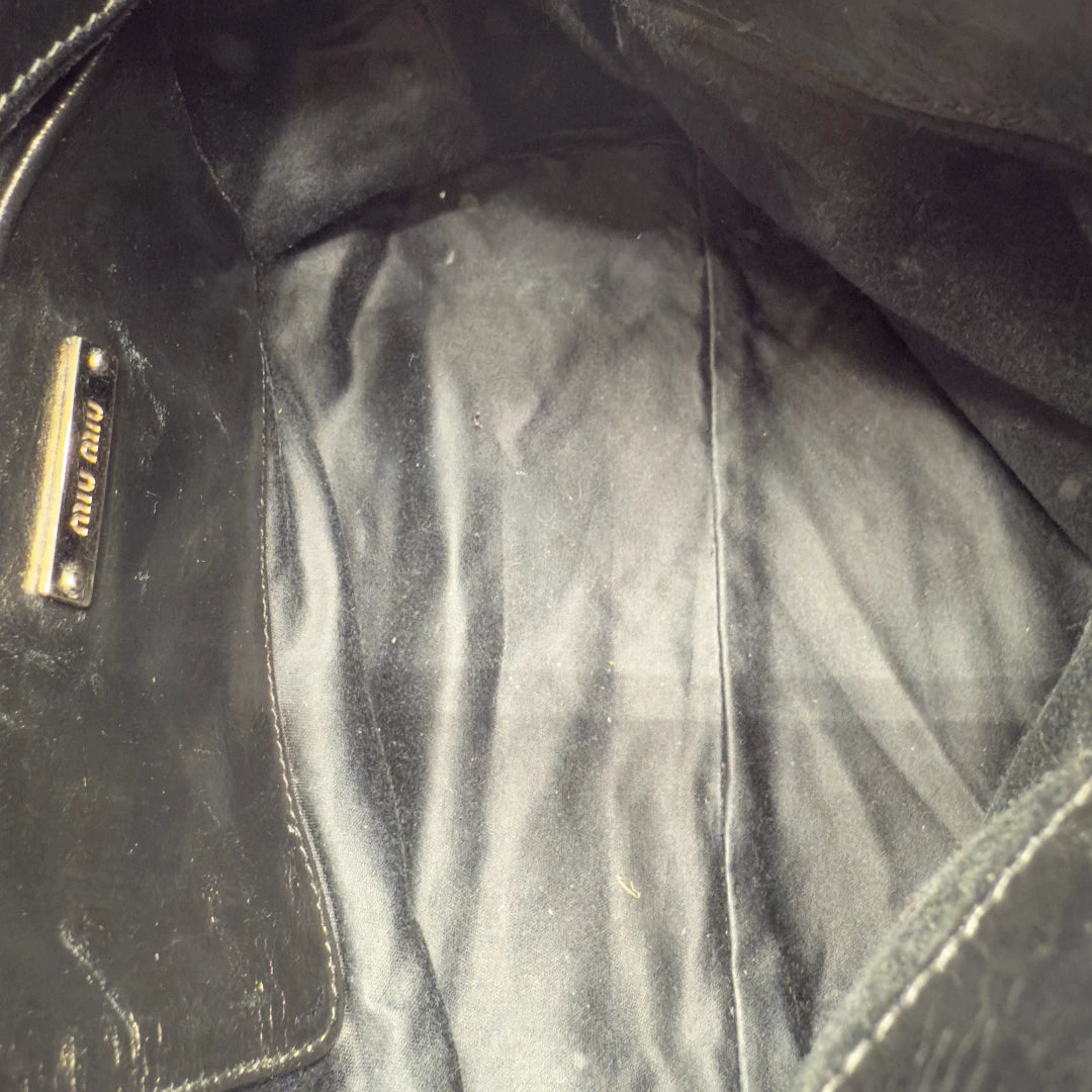 Miu Miu Handtasche Vitello Satchel klein schwarz