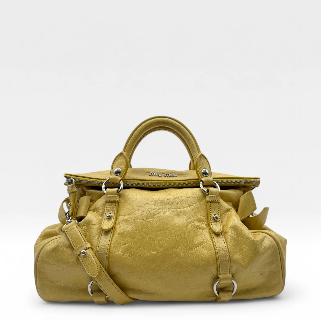 Miu Miu Handtasche Vitello Satchel gelb