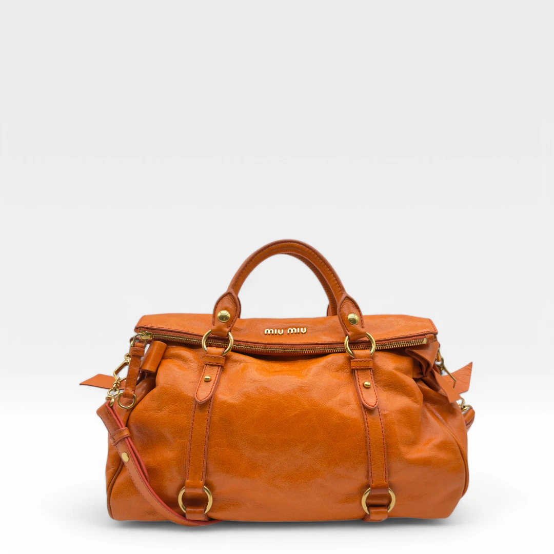 Miu Miu Handtasche Vitello Satchel orange