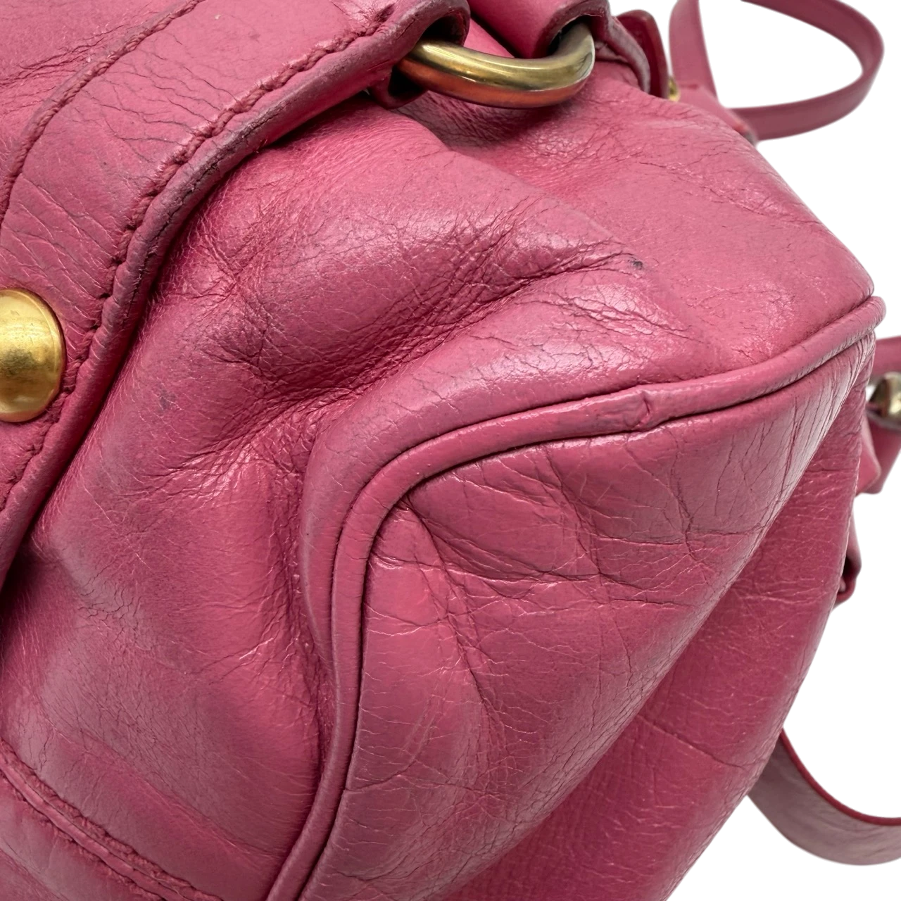 Miu Miu Handtasche Vitello Satchel small mit Umhängegurt aus Leder pink