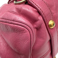 Miu Miu Handtasche Vitello Satchel small mit Umhängegurt aus Leder pink