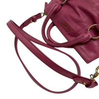 Miu Miu Handtasche Vitello Satchel small mit Umhängegurt aus Leder pink