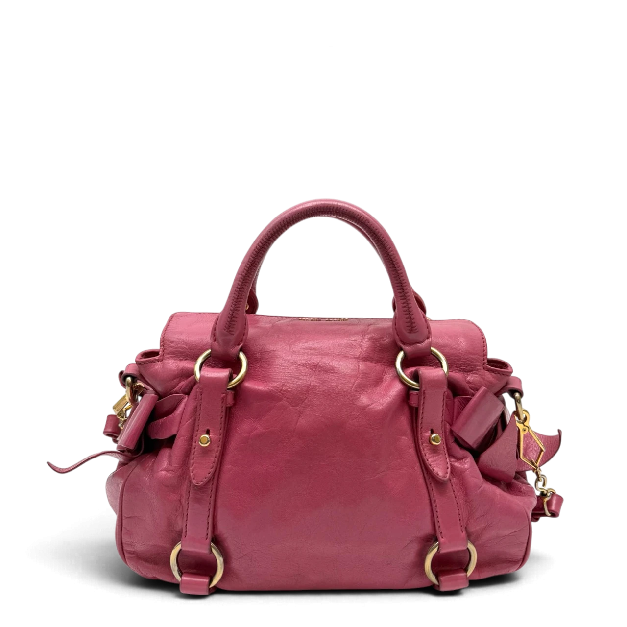 Miu Miu Handtasche Vitello Satchel small mit Umhängegurt aus Leder pink