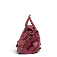 Miu Miu Handtasche Vitello Satchel small mit Umhängegurt aus Leder pink