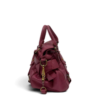 Miu Miu Handtasche Vitello Satchel small mit Umhängegurt aus Leder pink