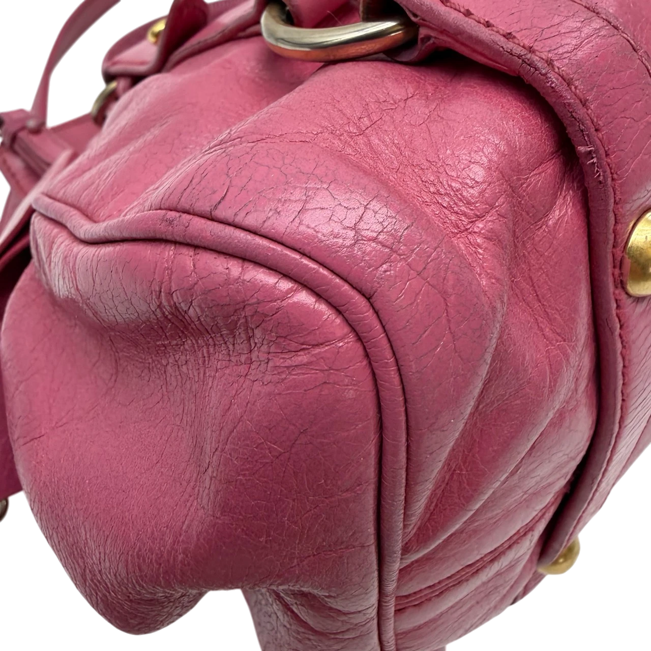 Miu Miu Handtasche Vitello Satchel small mit Umhängegurt aus Leder pink