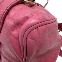 Miu Miu Handtasche Vitello Satchel small mit Umhängegurt aus Leder pink