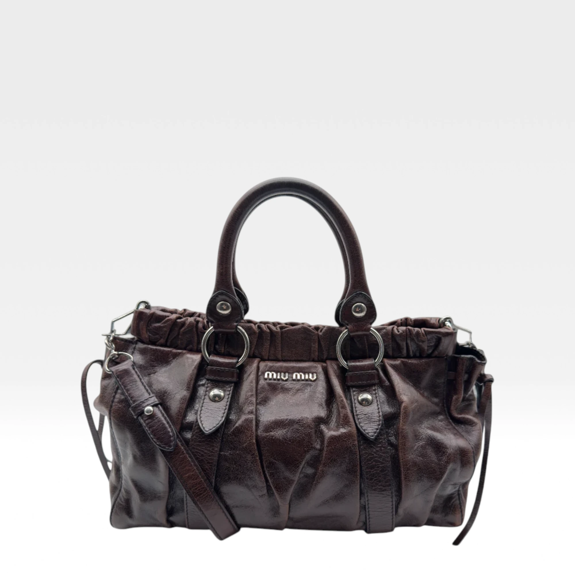 Miu Miu handbag Vitello Lux dark brown