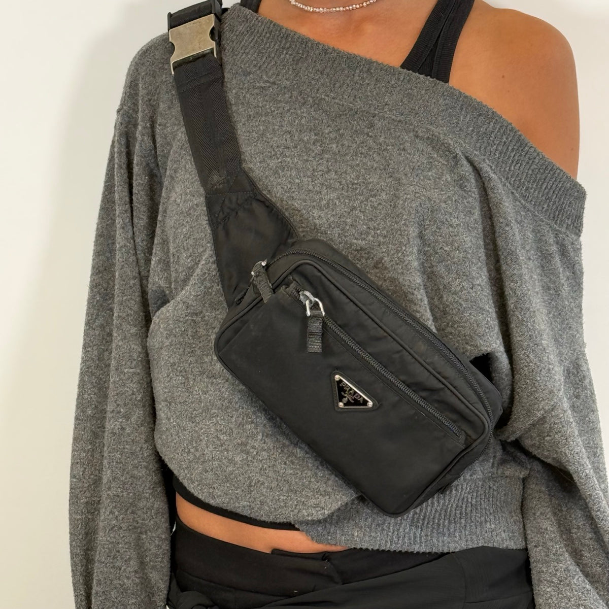 Prada Bauchtasche / Gürteltasche aus Nylon schwarz