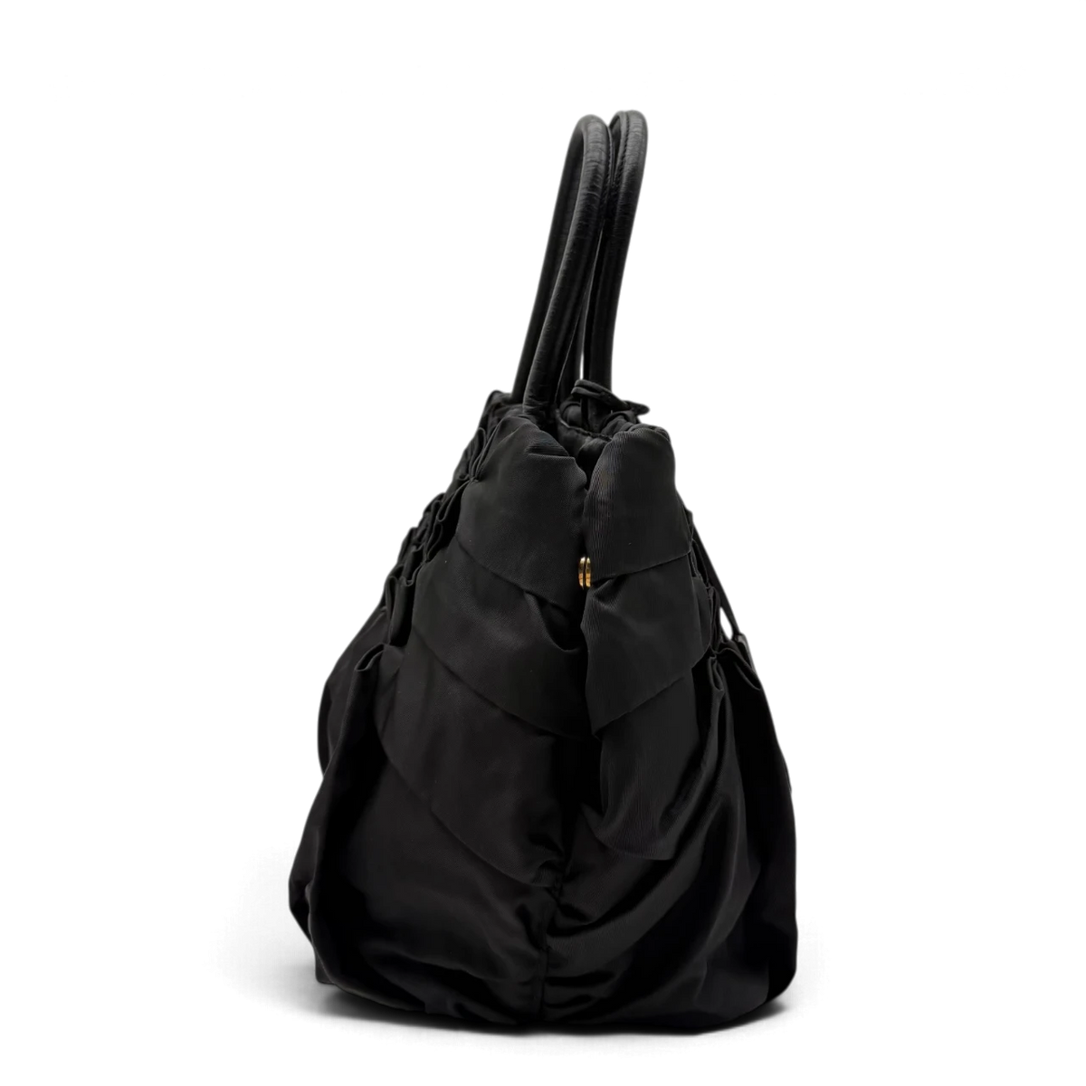 Prada Handtasche Origami aus Nylon schwarz – Seitenansicht