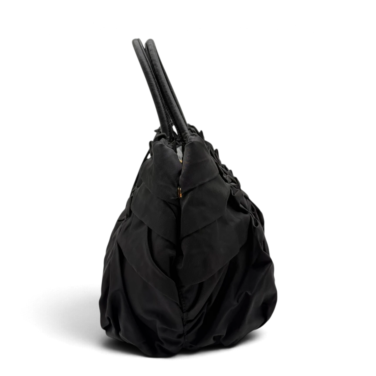 Prada Handtasche Origami aus Nylon schwarz – Seitenansicht