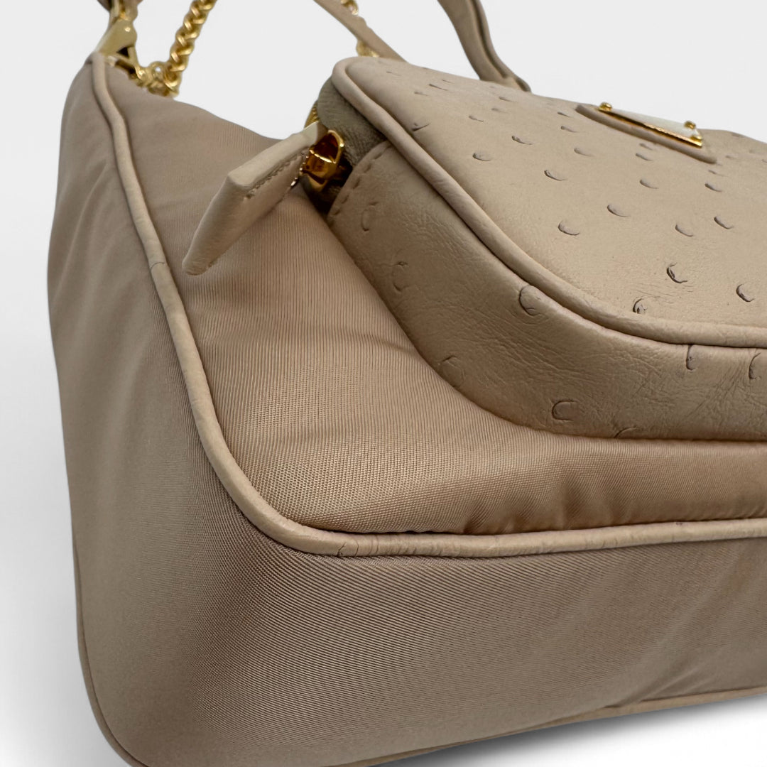 Borsa a tracolla Tessuto Re-Nylon Ostrich