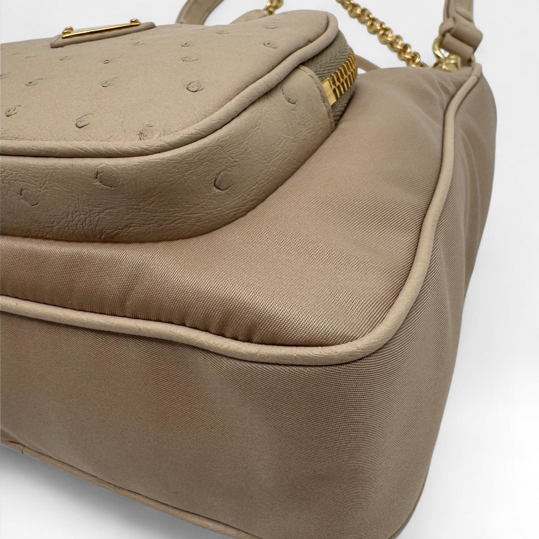 Borsa a tracolla Tessuto Re-Nylon Ostrich