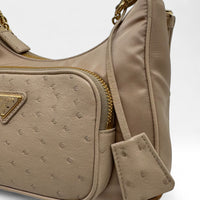 Borsa a tracolla Tessuto Re-Nylon Ostrich