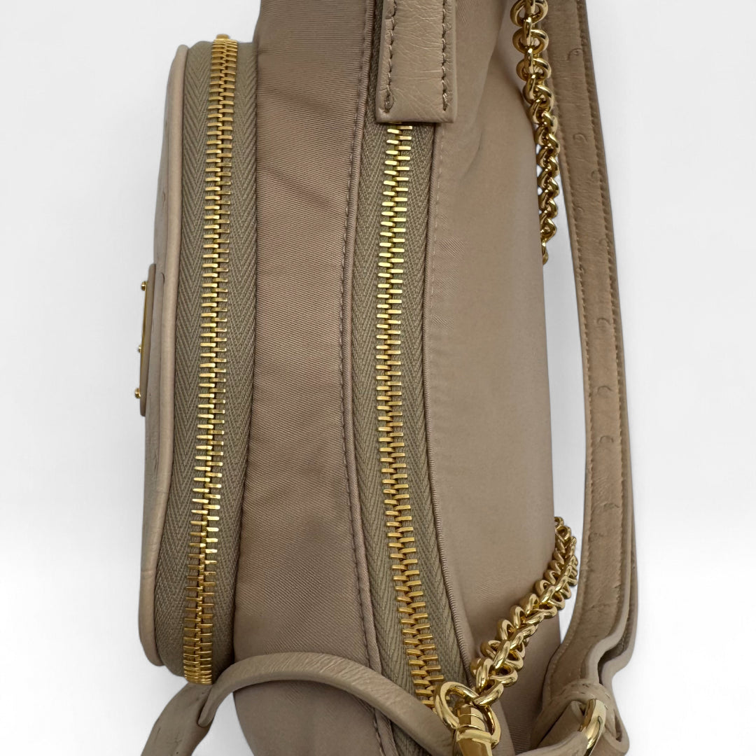 Borsa a tracolla Tessuto Re-Nylon Ostrich