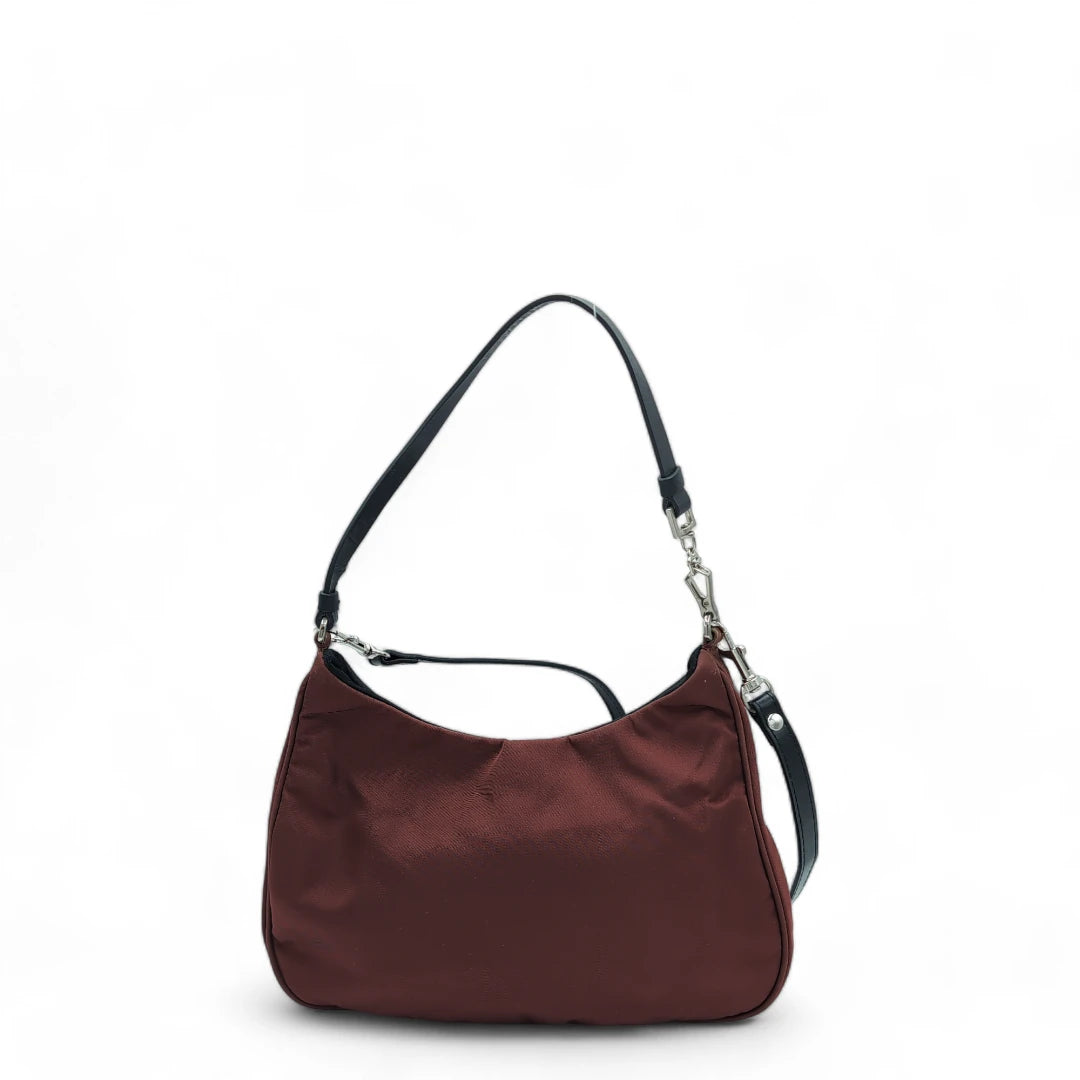 Prada Handtasche Tessuto mit schwarzen Lederhenkel Nylon weinrot