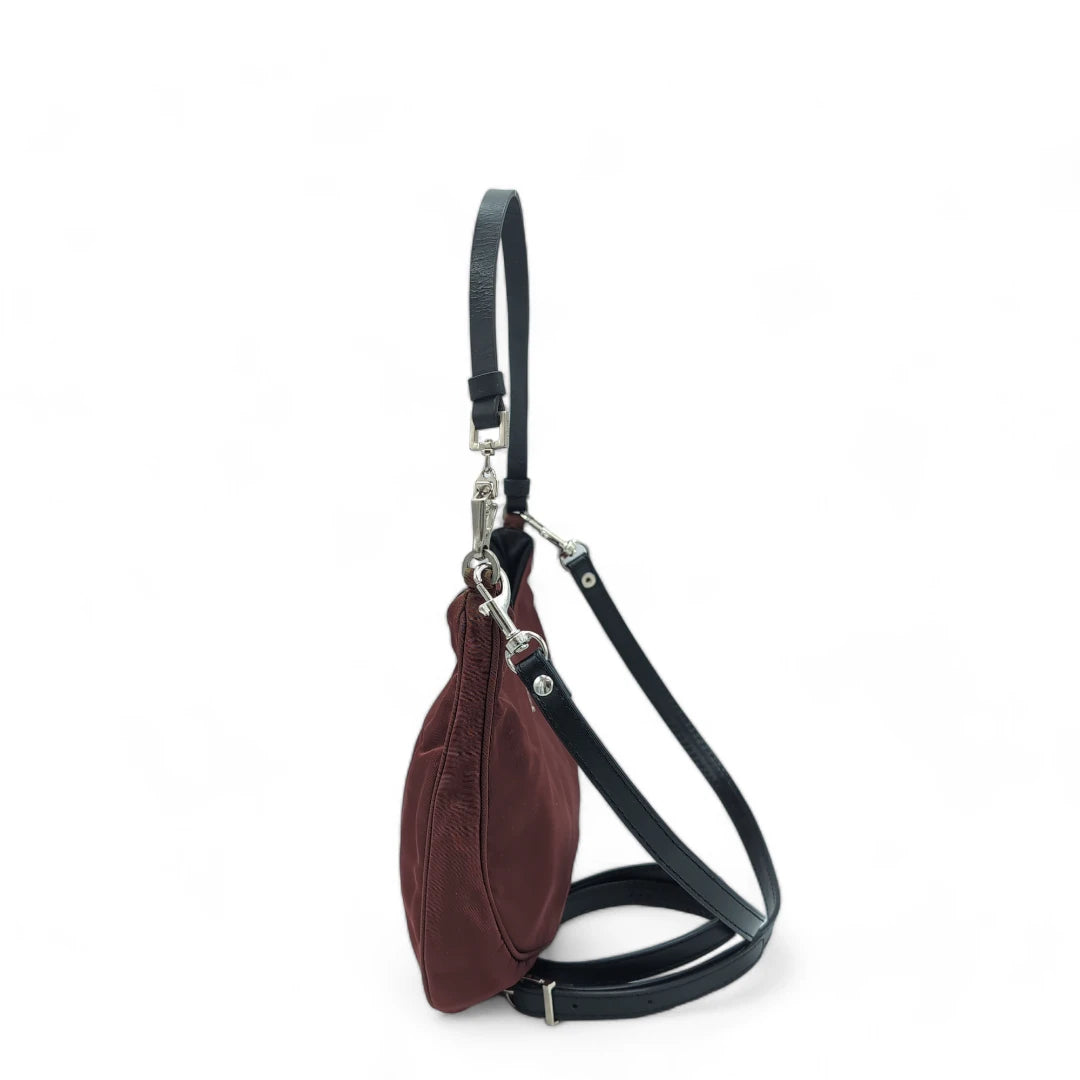 Prada Handtasche Tessuto mit schwarzen Lederhenkel Nylon weinrot