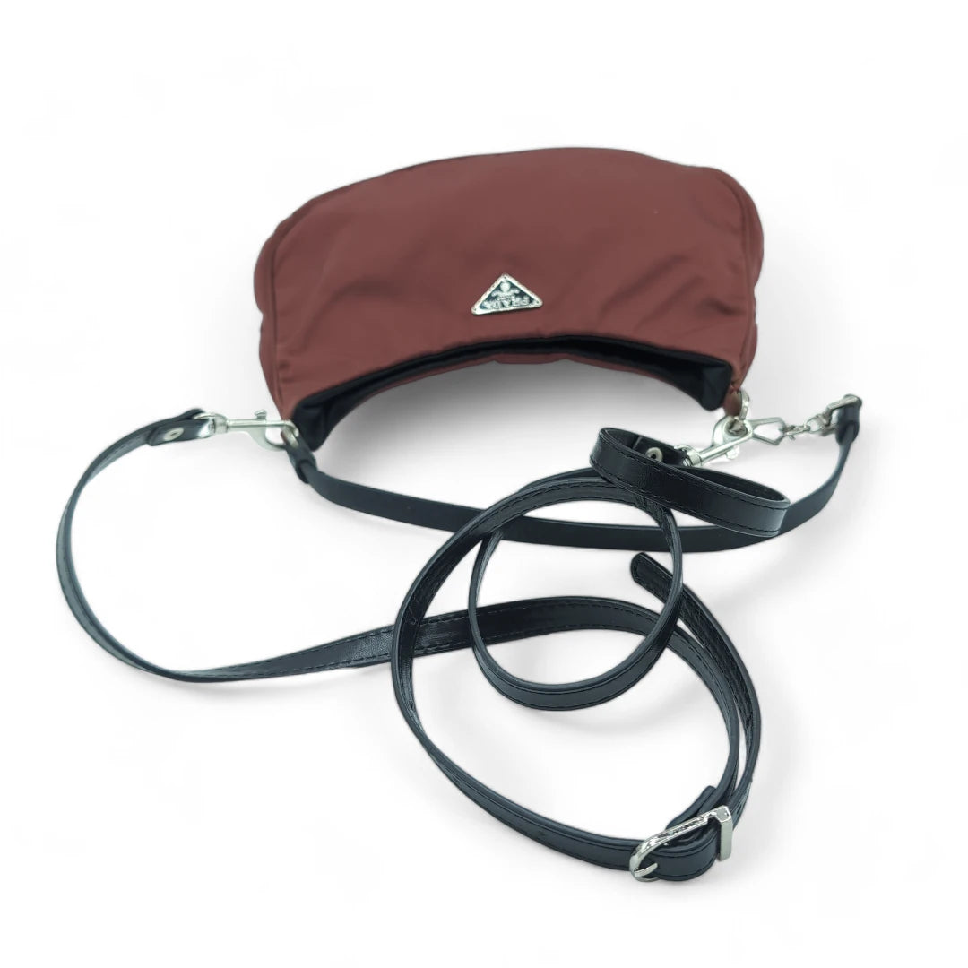 Prada Handtasche Tessuto mit schwarzen Lederhenkel Nylon weinrot