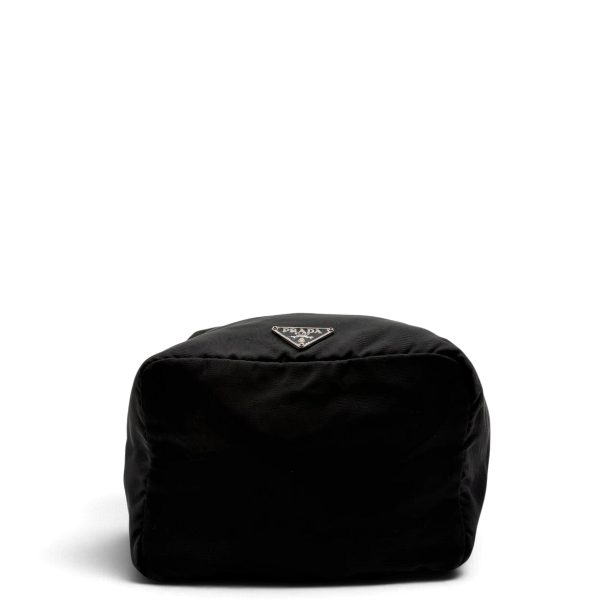Prada Kulturbeutel / Toilettentasche mit Zipper aus Nylon schwarz – Seitenansicht