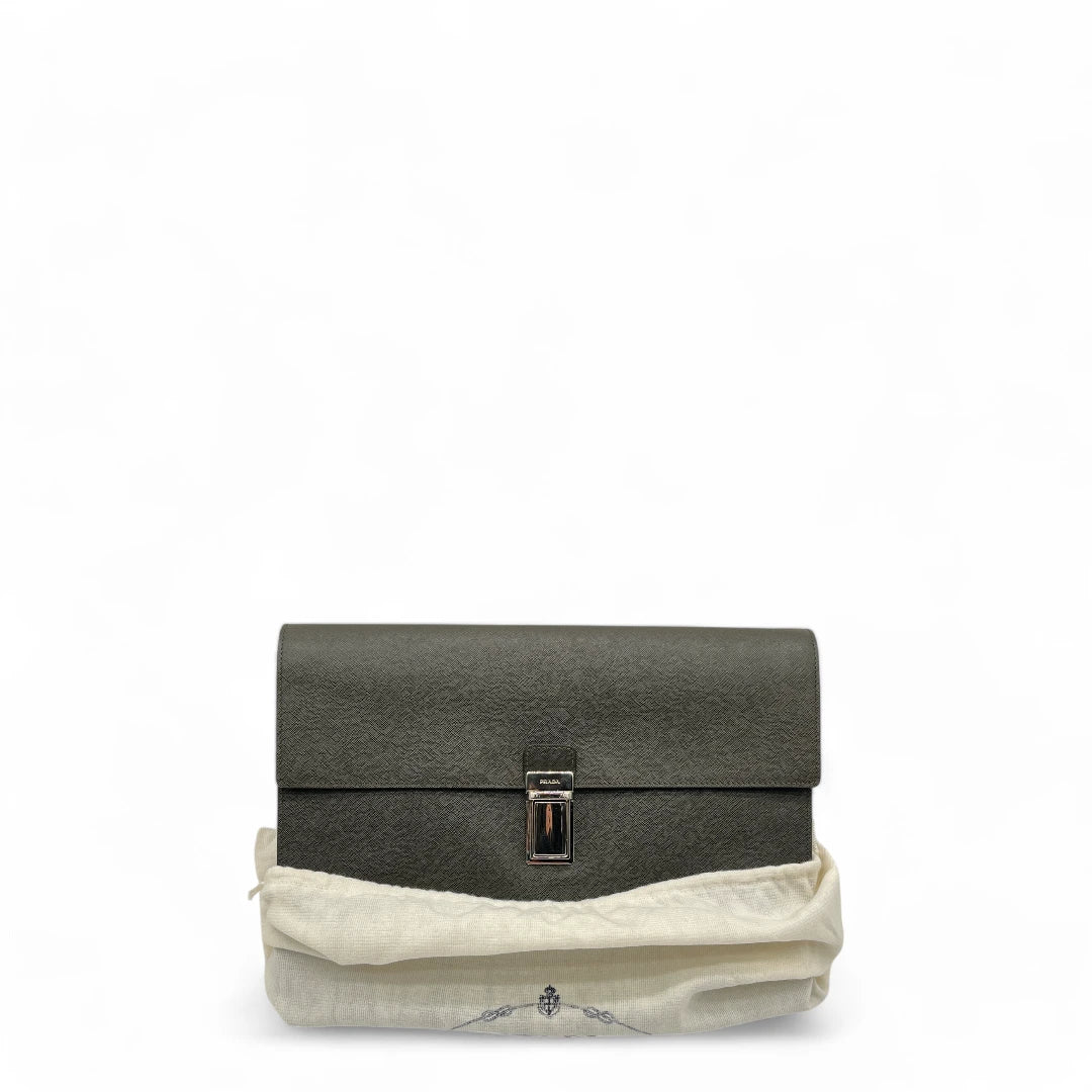 Prada Laptoptasche aus Saffiano Leder in khaki