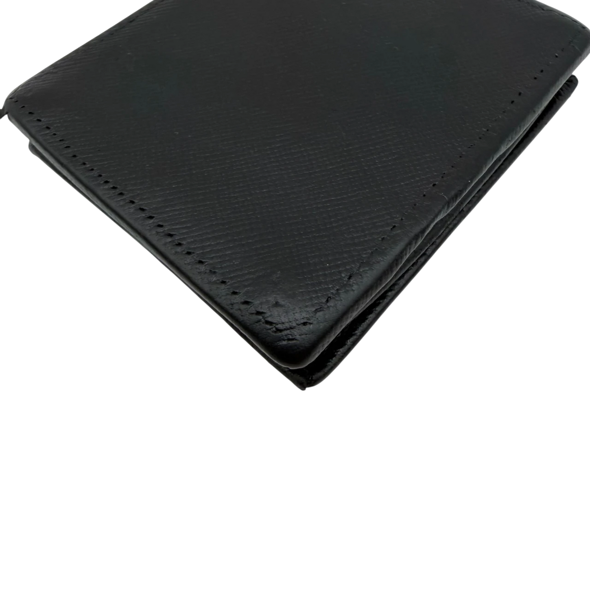 Prada Geldbeutel / Münzetui aus Leder schwarz – Ecken im Detail