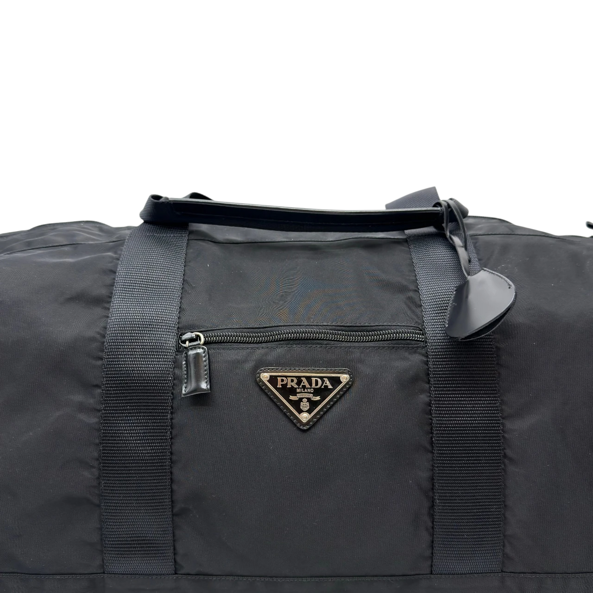 Prada Reisetasche in Zylinderform aus Nylon schwarz – Gesamtansicht