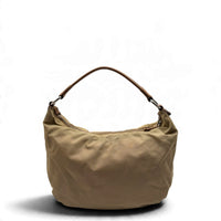 Prada Schultertasche Croissant aus Nylon beige – Gesamtansicht