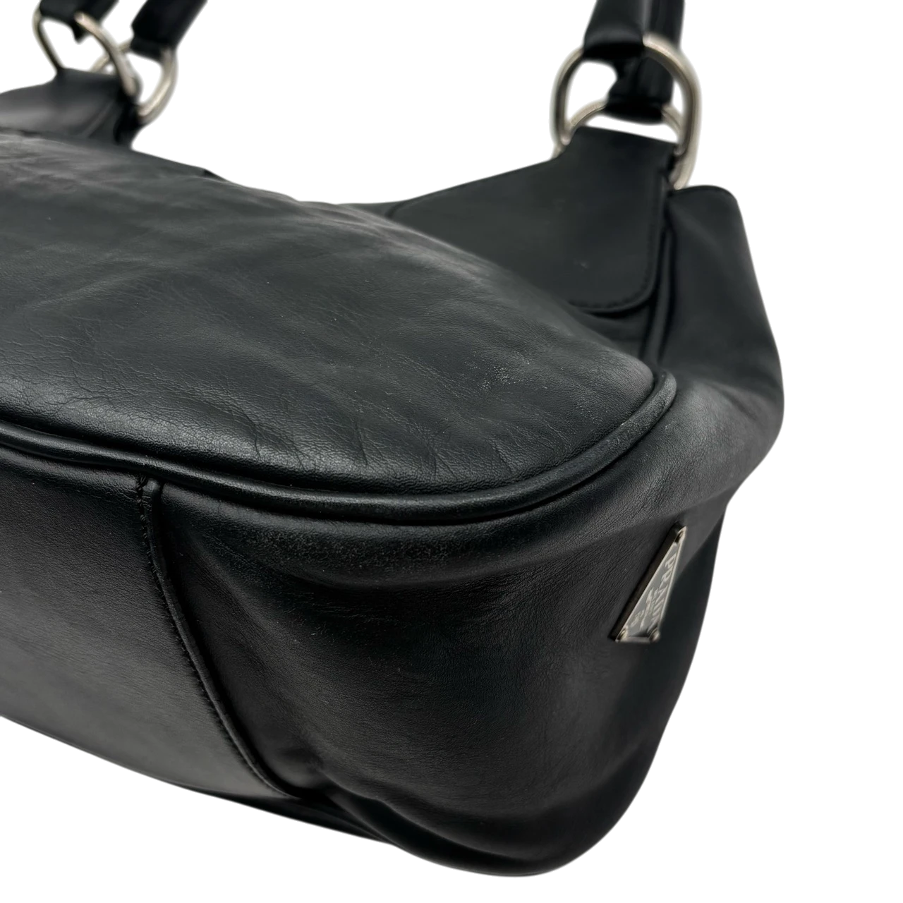 Prada Schultertasche Hobo aus Leder schwarz