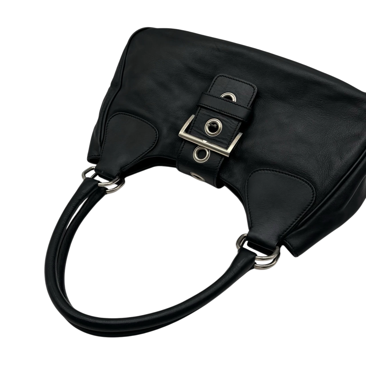 Prada Schultertasche Hobo aus Leder schwarz