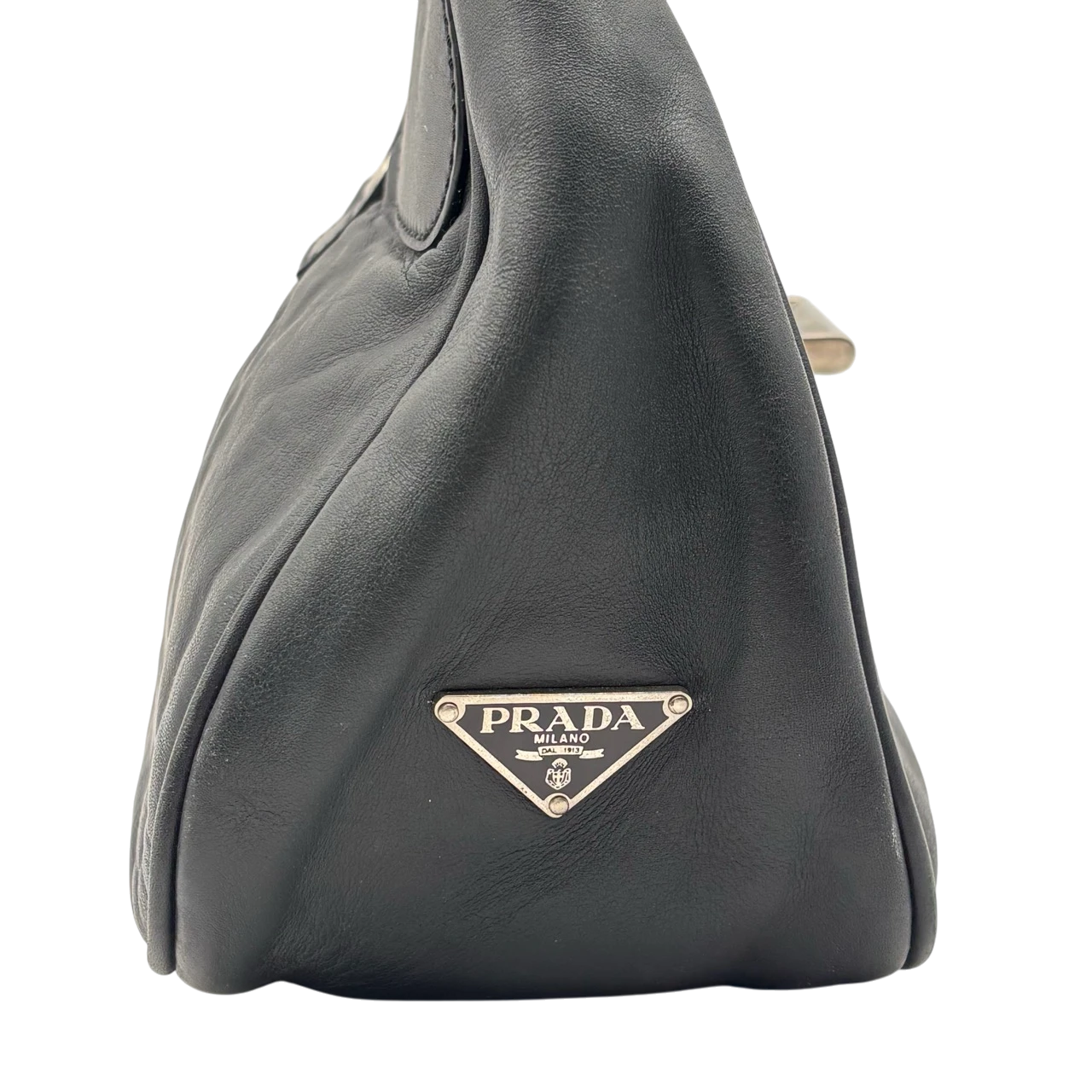 Prada Schultertasche Hobo aus Leder schwarz