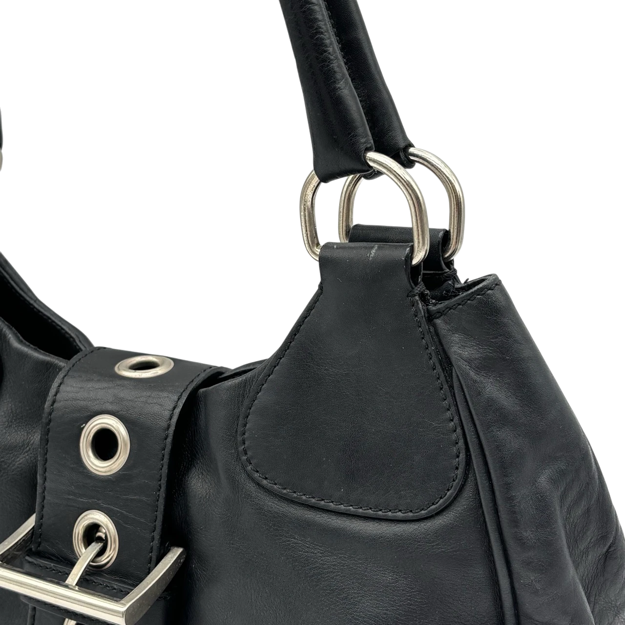 Prada Schultertasche Hobo aus Leder schwarz