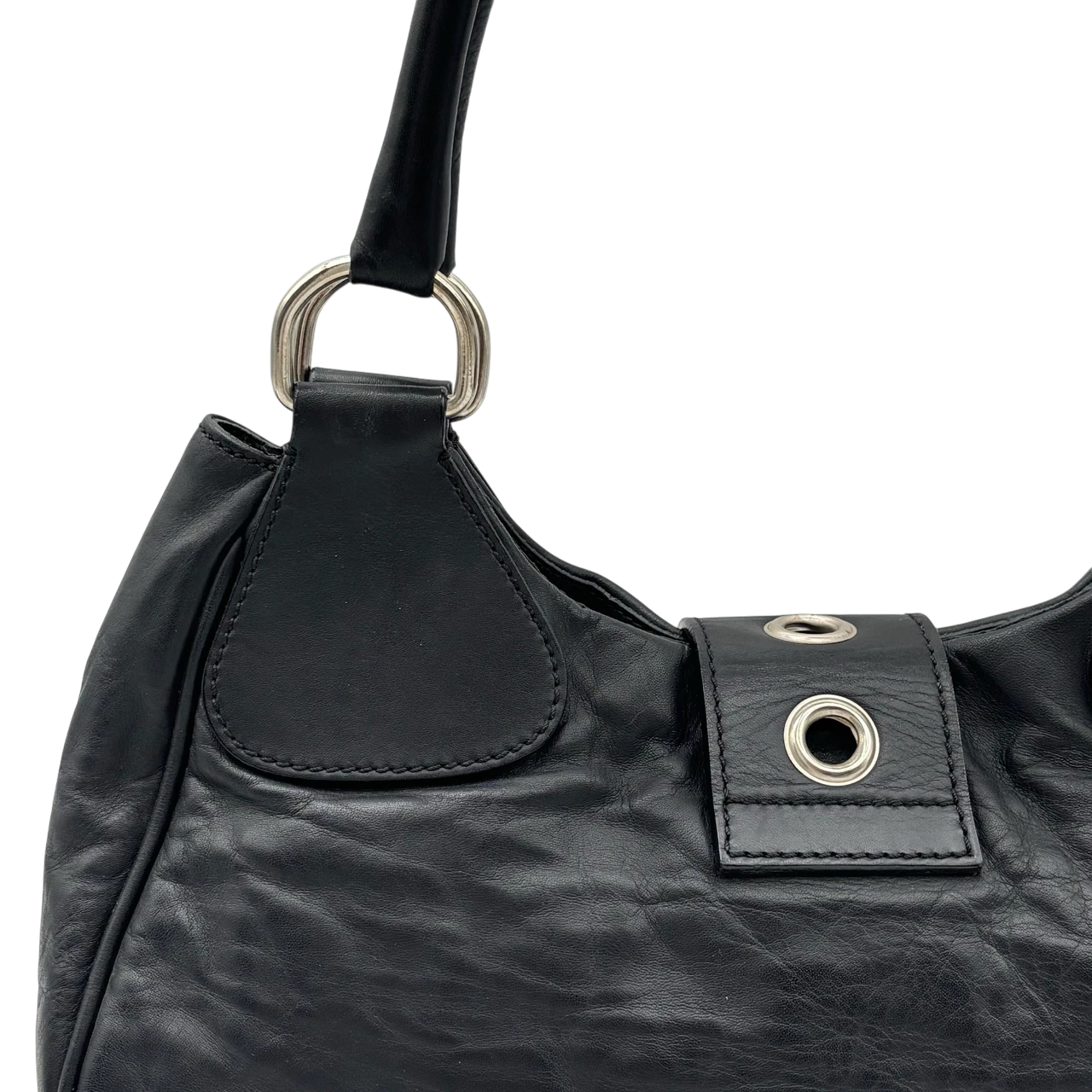 Prada Schultertasche Hobo aus Leder schwarz