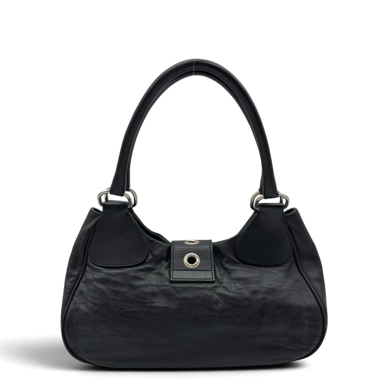 Prada Schultertasche Hobo aus Leder schwarz
