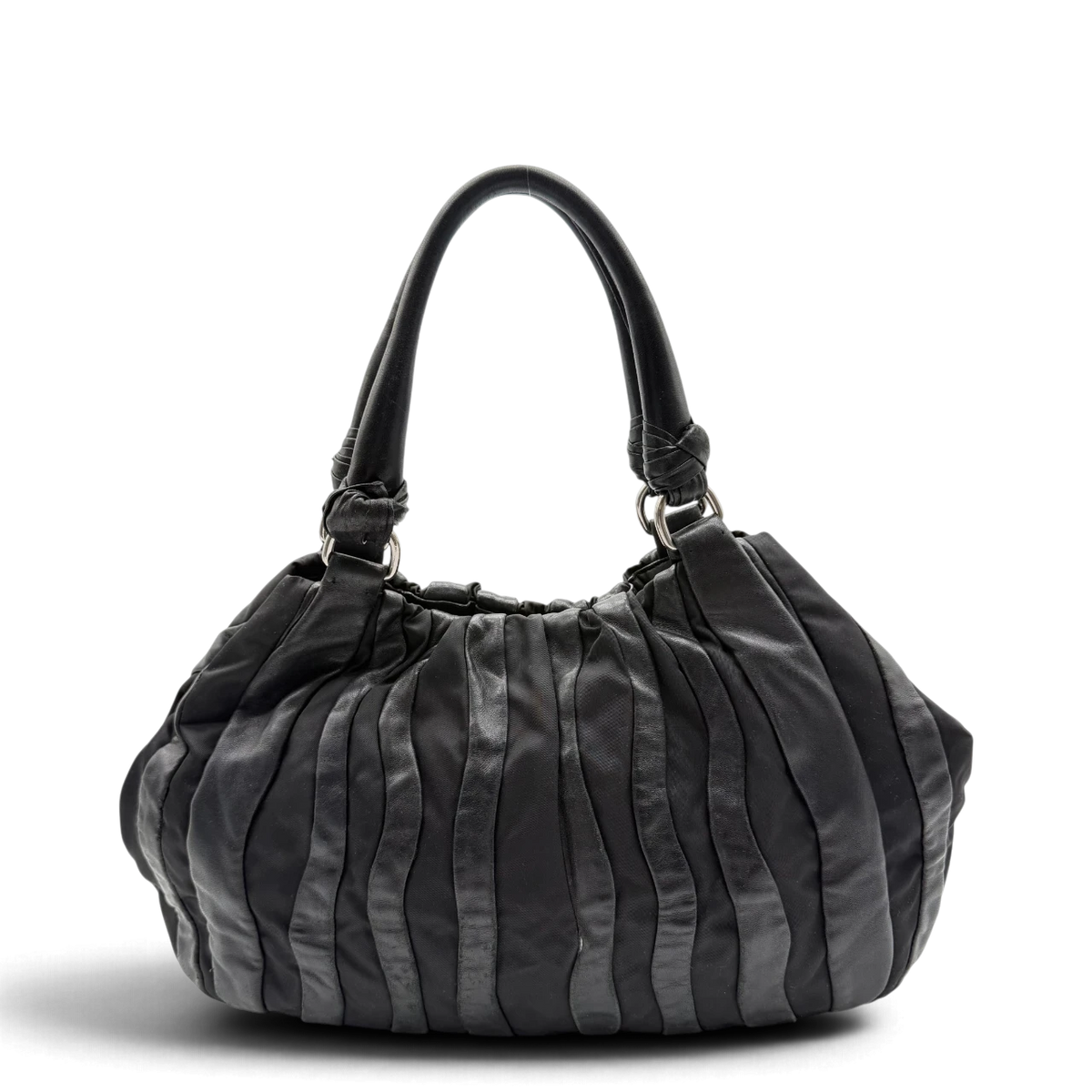 Prada Schultertasche Hobo aus Nappaleder schwarz – Gesamtansicht
